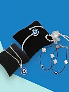 Proplady Beaded Evil Eye Bracelet With Anklet & Necklace set