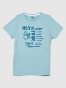 max Boys Typography Printed Round Neck Cotton T-shirt