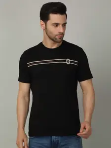 LOUIS STITCH Men Striped Round Neck Cotton T-shirt