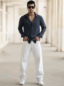 Powerlook Men Spread Collar Textured Casual Shirt