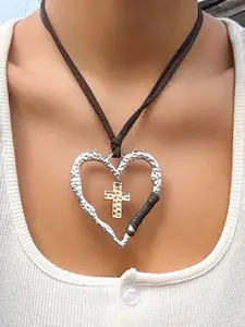 StyleCast x Revolte Silver-Plated Heart Shaped Layered Statement Necklace