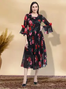 BAESD Floral Print Applique Fit & Flare Dress