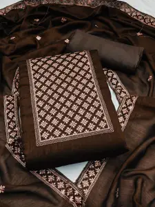 JULEE Geometric Embroidered Sequinned Pure Silk Unstitched Dress Material