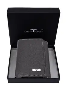 URBAN FOREST Men Leather RFID Three Fold Wallet