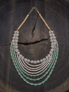 Kushal's Fashion Jewellery Rhodium-Plated Zircon Studded Necklace