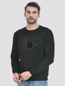 Numero Uno Men Cotton Self Design Embroidered Sweatshirt