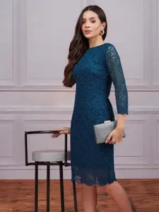 DressBerry Women Self Design Sheath Midi Dress