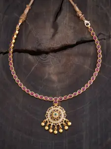 Kushal's Fashion Jewellery Embellished Bridal 92.5 Silver Gold-Plated CZ Studded Necklace