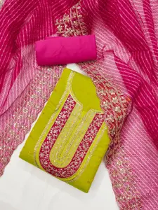 JULEE Floral Embroidered Sequinned  Chanderi Silk Unstitched Dress Material