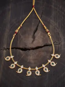 Kushal's Fashion Jewellery Embellished Bridal 92.5 Silver Gold-Plated Stone Necklace