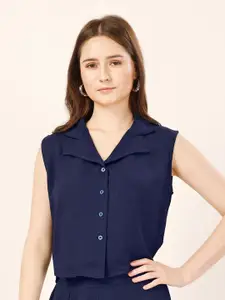 DressBerry Women Cuban Collar Solid Casual Shirt