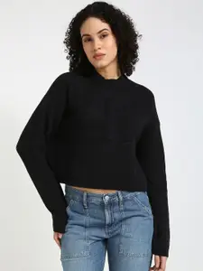 Calvin Klein Jeans Women Organic Cotton Ribbed Crop Pullover Sweater