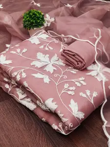 APNISHA Floral Embroidered Thread Work Organza Unstitched Dress Material