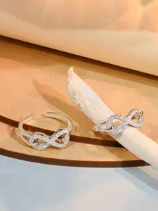 TOUCH925 pure silver Stone Infinity Toe Ring in Silver Color