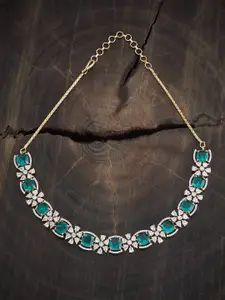 Kushal's Fashion Jewellery Rhodium-Plated Zircon Studded Necklace