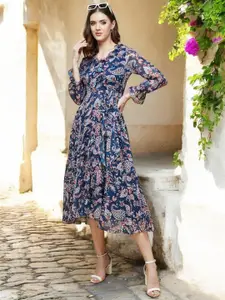 DressBerry Women Ethnic Motifs Printed Fit & Flare Midi Dress