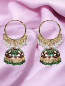 Nilu's Collection Brass-Plated Contemporary Jhumkas Earrings