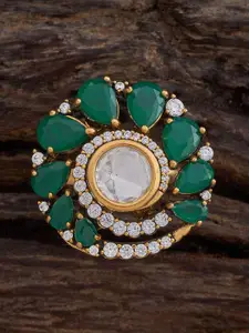 Kushal's Fashion Jewellery Embellished Bridal Gold-Plated Kundan- Adjustable Finger Ring