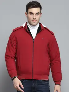 Monte Carlo Men Hooded Solid Casual Bomber Jacket