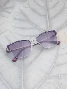 Ted Smith Metal Purple Aesthetic Cateye Women Sunglasses with Polarised Lens