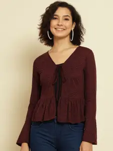 BAESD Animal Printed Crop Tie-Up Shrug