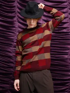 RARE RABBIT Men Checked Pullover Sweater