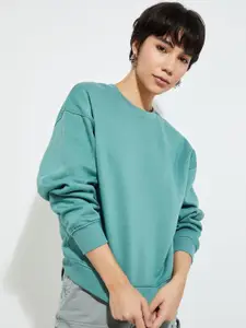 MAX URB_N Women Solid Oversized Sweatshirt
