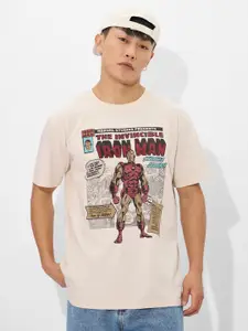 The Souled Store Men Graphic Printed Round Neck Cotton Relaxed Fit Iron Man T-shirt