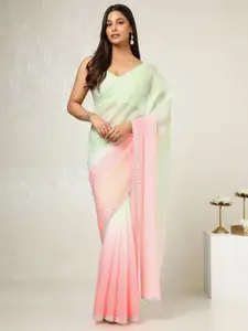 Soch Ombre Beads and Stones Holi Tissue Half and Half Saree