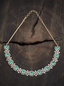 Kushal's Fashion Jewellery Rhodium-Plated Zircon Studded Necklace