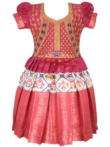 AMIRTHA FASHION Girls Embroidered Kalamkari Ready to Wear Lehenga &