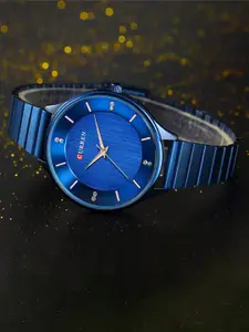 Curren Women Embellished Dial & Stainless Steel Wrap Around Straps Analogue Watch 9041-1