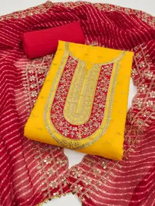 APNISHA Floral Embroidered Zari Unstitched Dress Material