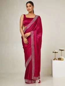 Soch Embellished Beads and Stones Satin Saree