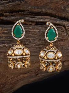 Kushal's Fashion Jewellery Embellished Bridal Kundan Studded Dome Shaped Jhumkas