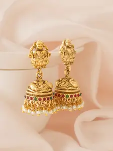 aadita Gold Plated Beaded Dome Shaped Jhumkas