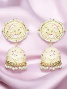 Nilu's Collection Brass Plated Pearls Beaded Contemporary Jhumkas