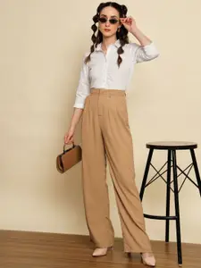 BAESD Women Classic Spread Collar Solid Cotton Slim Fit Casual Shirt