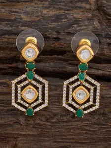 Kushal's Fashion Jewellery Embellished Bridal Kundan Studded Contemporary Drop Earrings