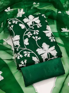 APNISHA Floral Embroidered Organza Unstitched Dress Material