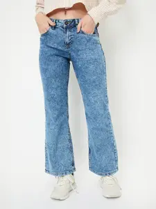 max Women Slash Knee Heavy Fade Jeans