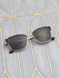 Ted Smith Metal Gold-Black Aesthetic Cateye Sunglasses Women with Polarised Lens