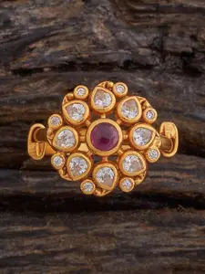 Kushal's Fashion Jewellery Gold-Plated CZ Studded 92.5 Pure Silver Finger Ring