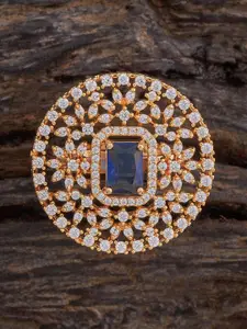 Kushal's Fashion Jewellery Rhodium-Plated CZ-Studded Adjustable Finger Ring