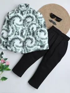 BAATCHEET Boys Printed Cotton Shirt with Trousers