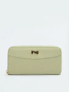 max Women Textured PU Zip Around Wallet