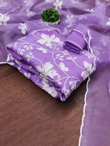 APNISHA Floral Embroidered Organza Unstitched Dress Material