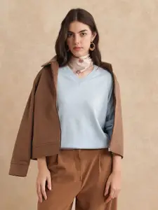 RAREISM Women V-Neck Long Sleeves Pullover Sweater