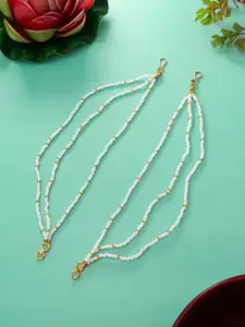 aadita Gold-Plated Studded Beaded Earrings Chains