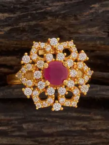 Kushal's Fashion Jewellery Embellished Bridal Gold-Plated 92.5 Silver Temple Finger Ring